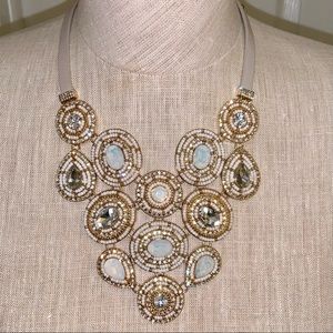 NWT WHBM GOLDTONE AND WHITE STONE BIB NECKLACE